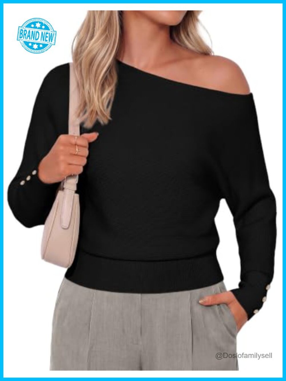 GRACE KARIN Womens Off Shoulder Sweater Batwing Sleeve Knit Pullover